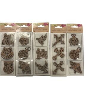 30 Pieces Laser Cut Kraft Wood Icons Set NEW‎